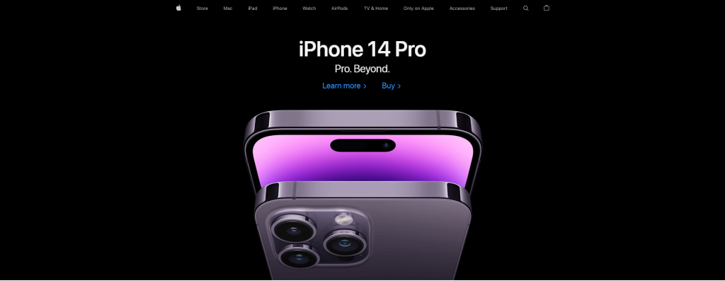 apple website example of website design