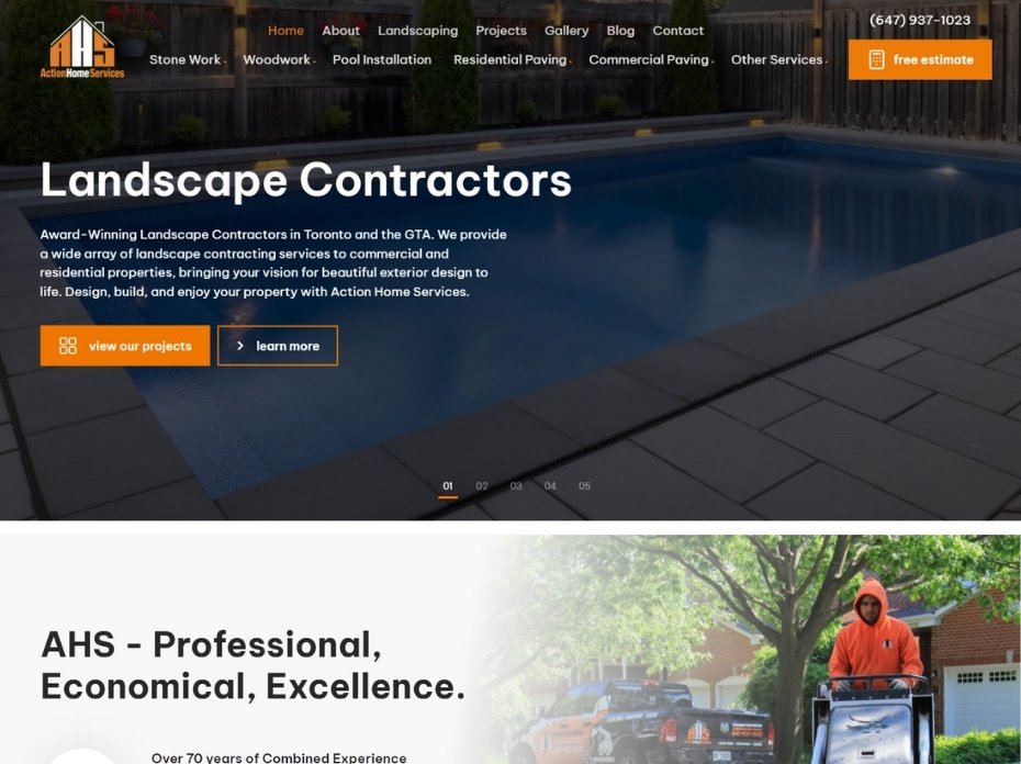 New Website design for Action Home Services