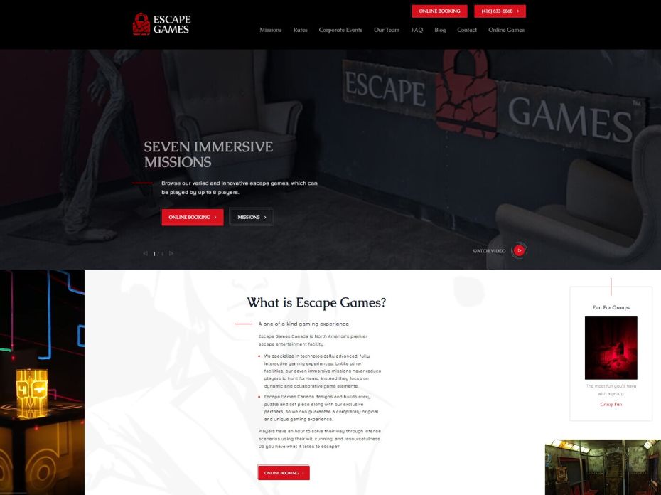 custom web design for escape rooms company