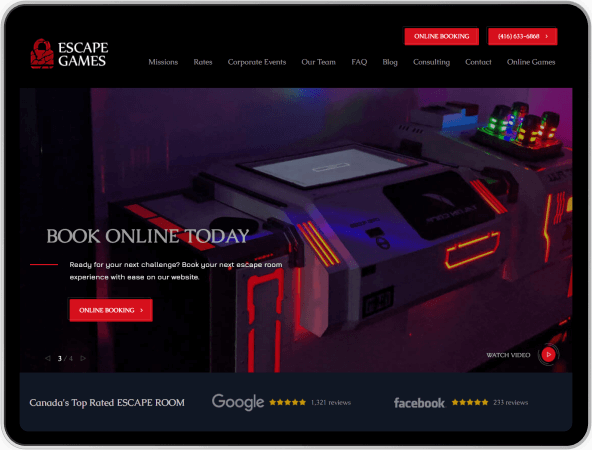 website design for escape room company