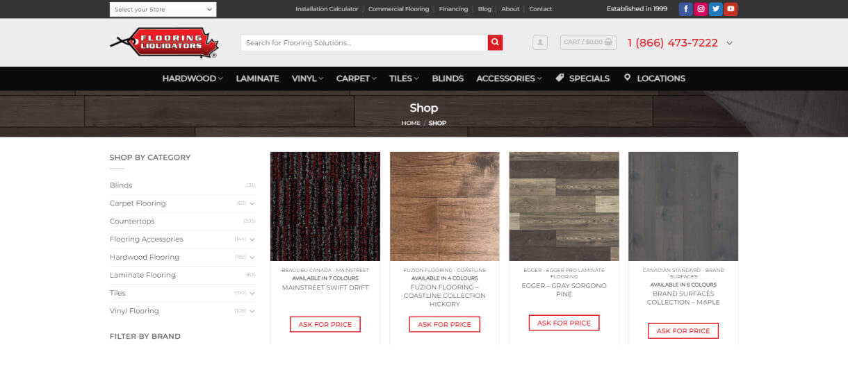 flooring liquidators website design