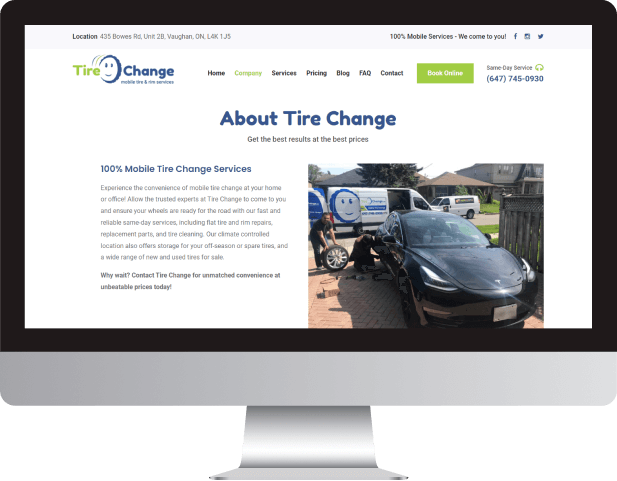 tire change web design