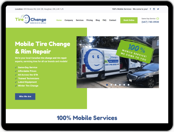 tire change website design