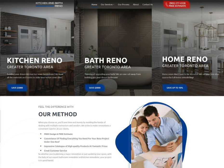 web design for kitchen and bathroom company
