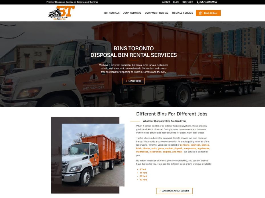 website design for disposal bin company