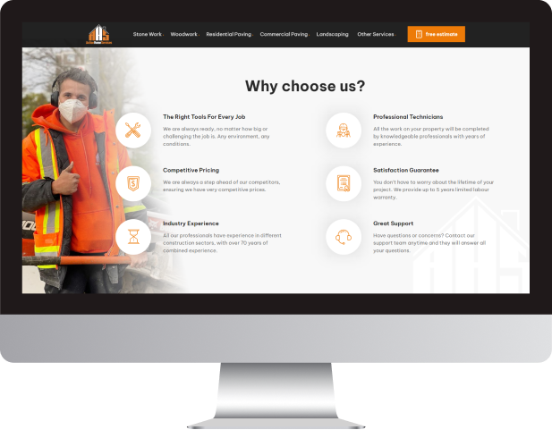 website design for action home services