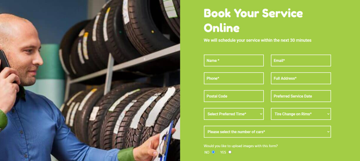 website design for tire change