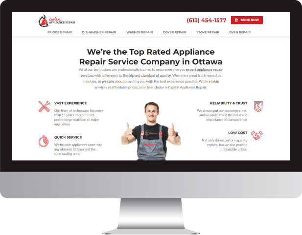 capital appliance repair website and seo