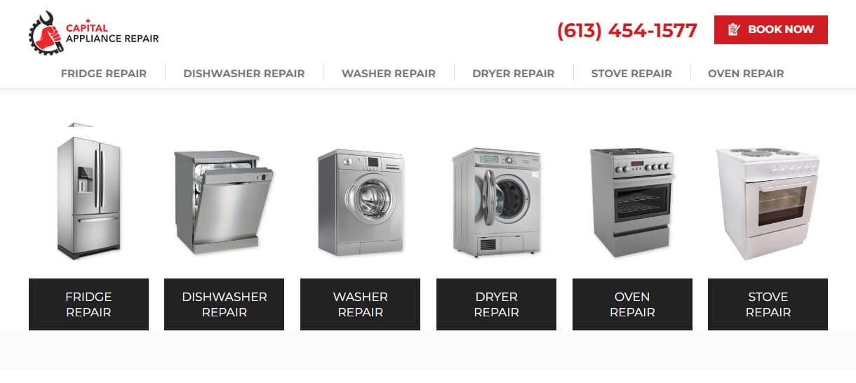 capital appliance web design and development