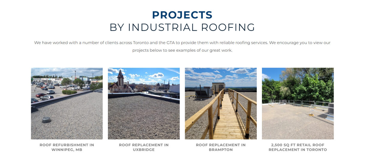 industrial roofing web design and development