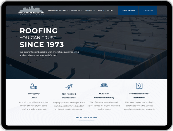 website design for roofing company