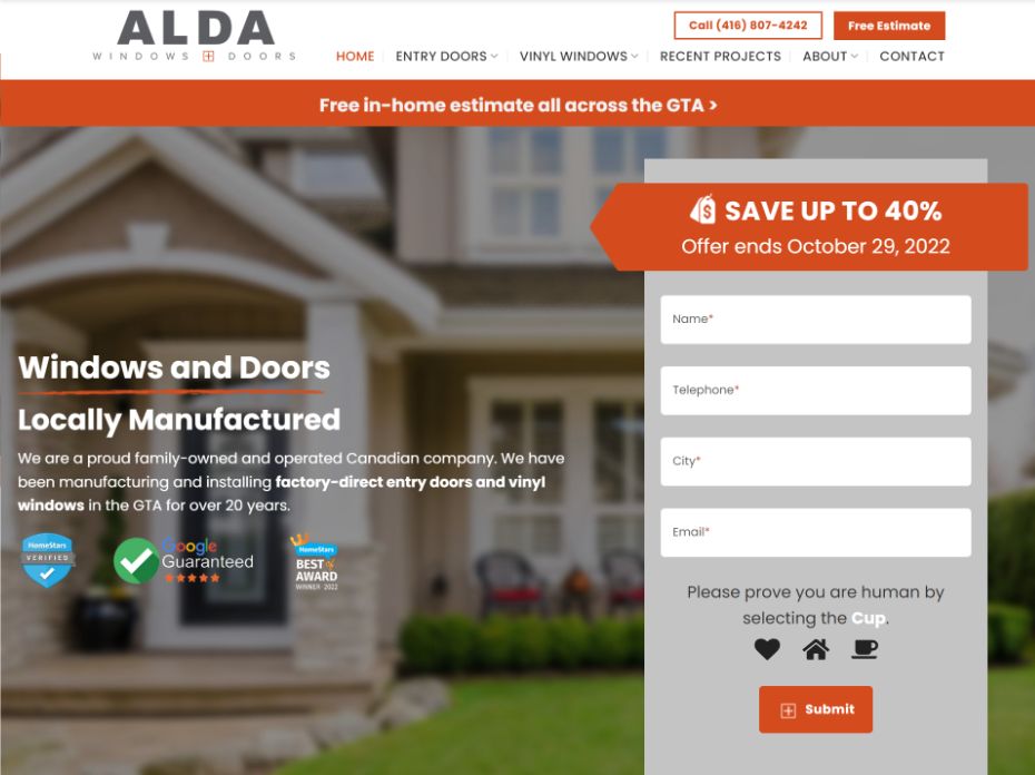 new website for windows and doors contractor