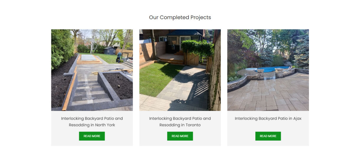 Website design for top landscaping company in toronto