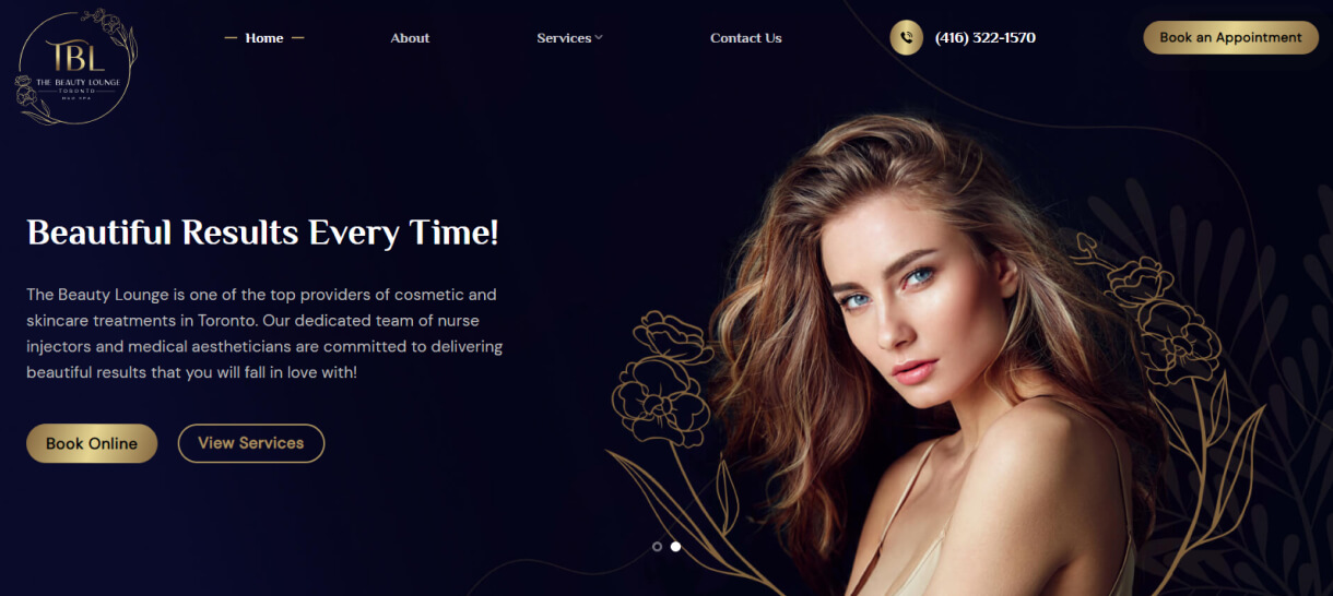 the beauty lounge toronto web design and development