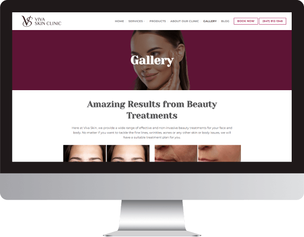 viva skin clinic website design and development
