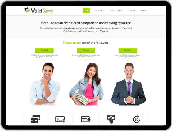 wallet savvy website design
