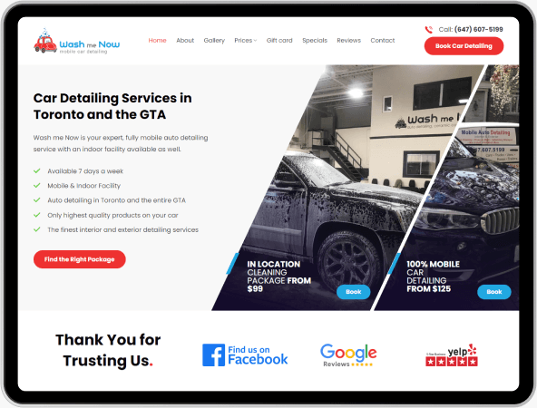 wash me now website design