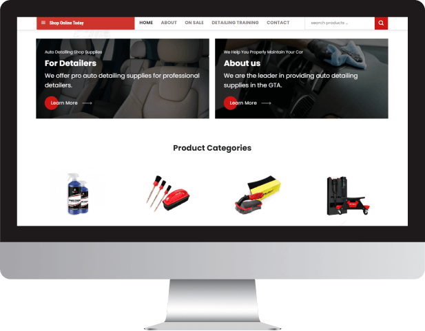 website design for automotive detailing product wholesaler in toronto