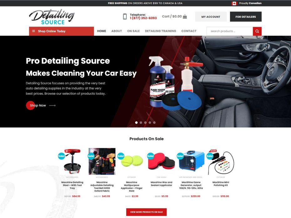 web design for detailing supplies company