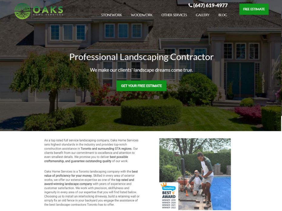 web development for landscaping company