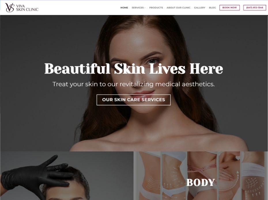 website design for beauty clinic