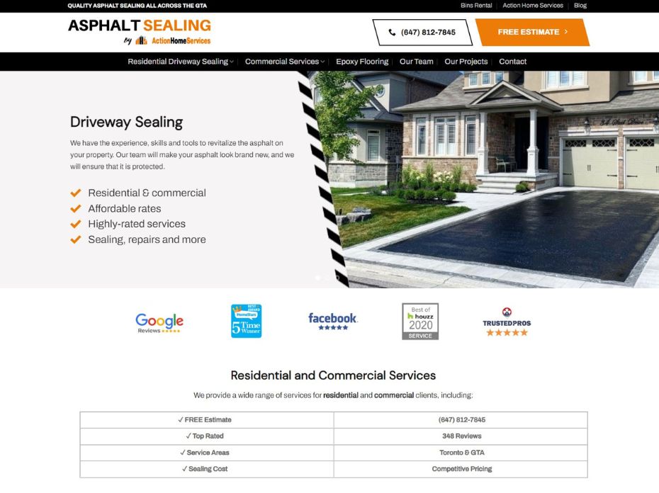 website design for paving company