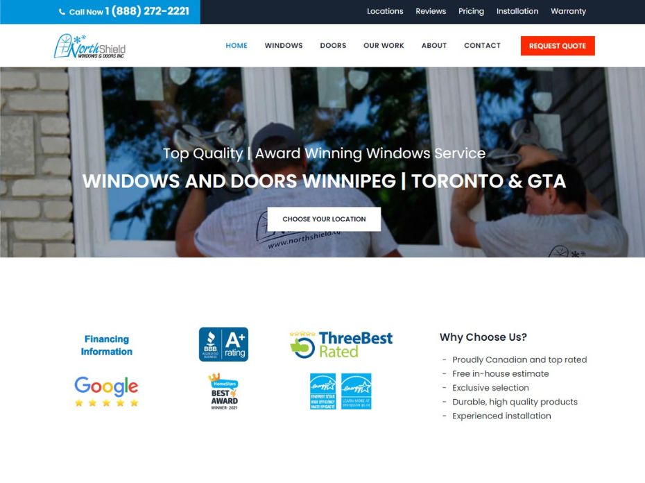 windows and doors new website design