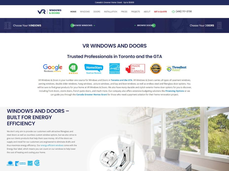 windows and doors website design