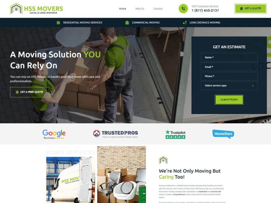 HSS Movers Custom Website