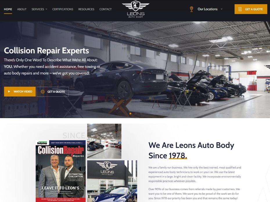 leons auto body web design