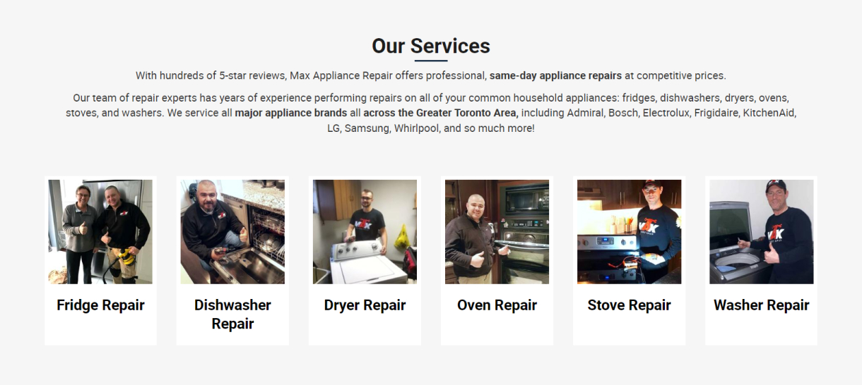 appliance repair website marketing services