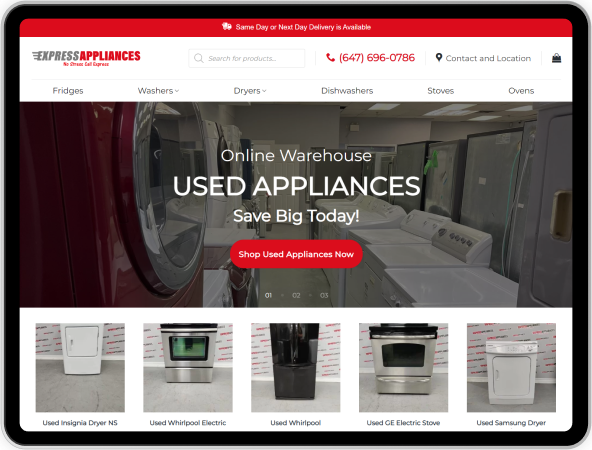 appliances e commerce website