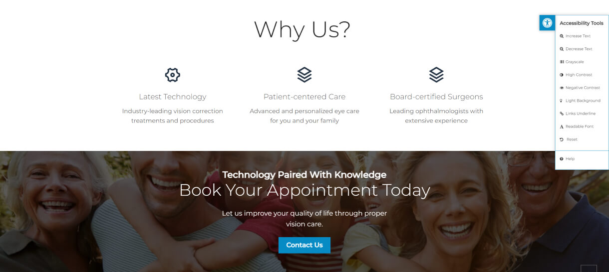 web design for vision care institute