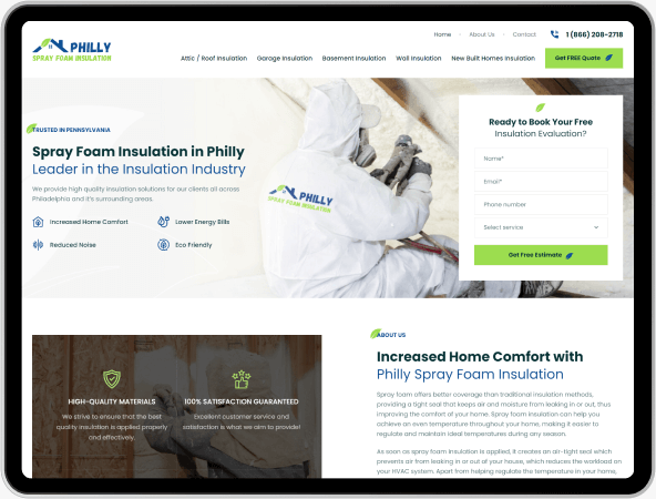 web design for spray foam service