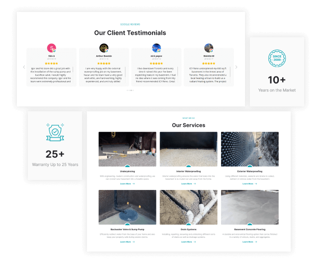 website design and consultation for waterproofing company toronto