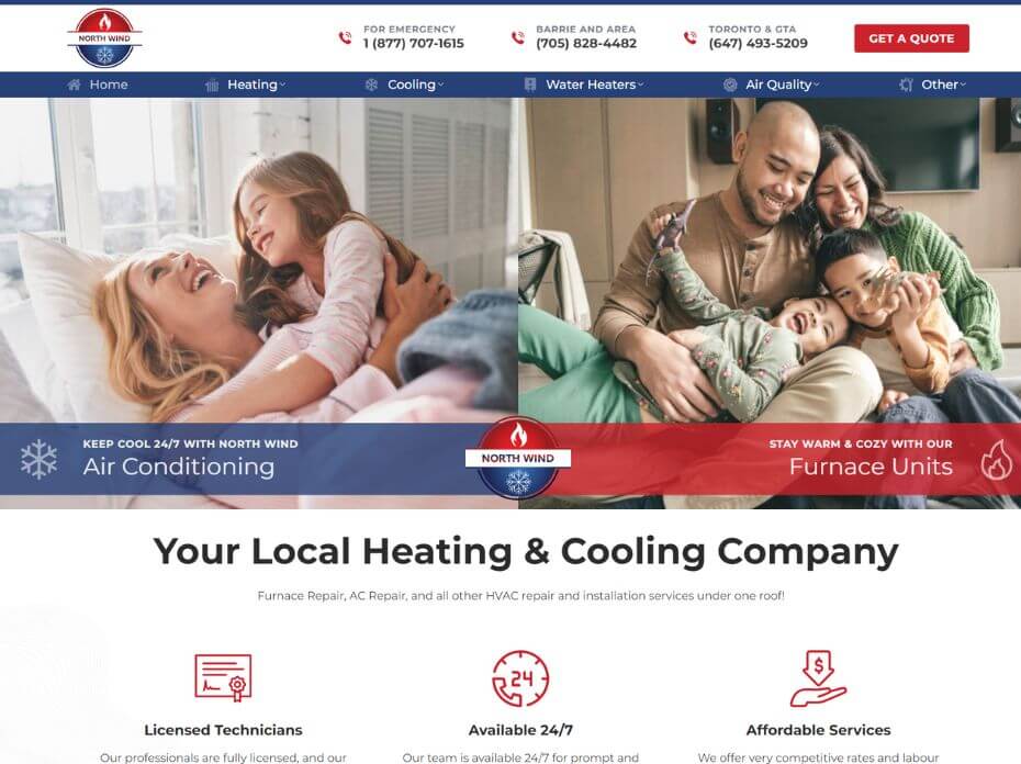 web design for hvac installation company