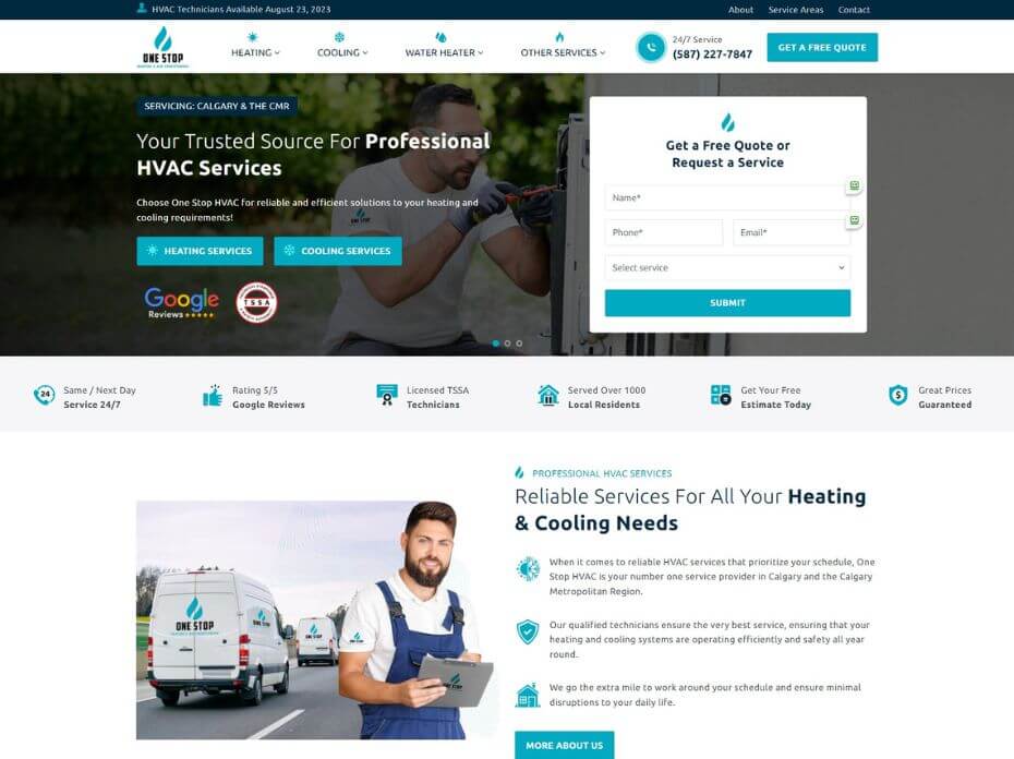 One stop HVAC website design