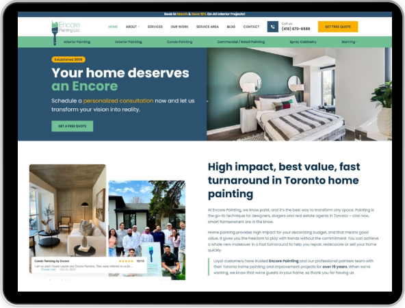 custom website redesign encore painting