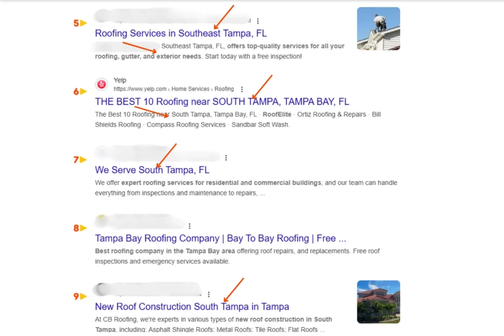 location specific pages tampa