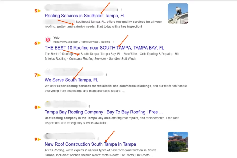 location specific pages tampa
