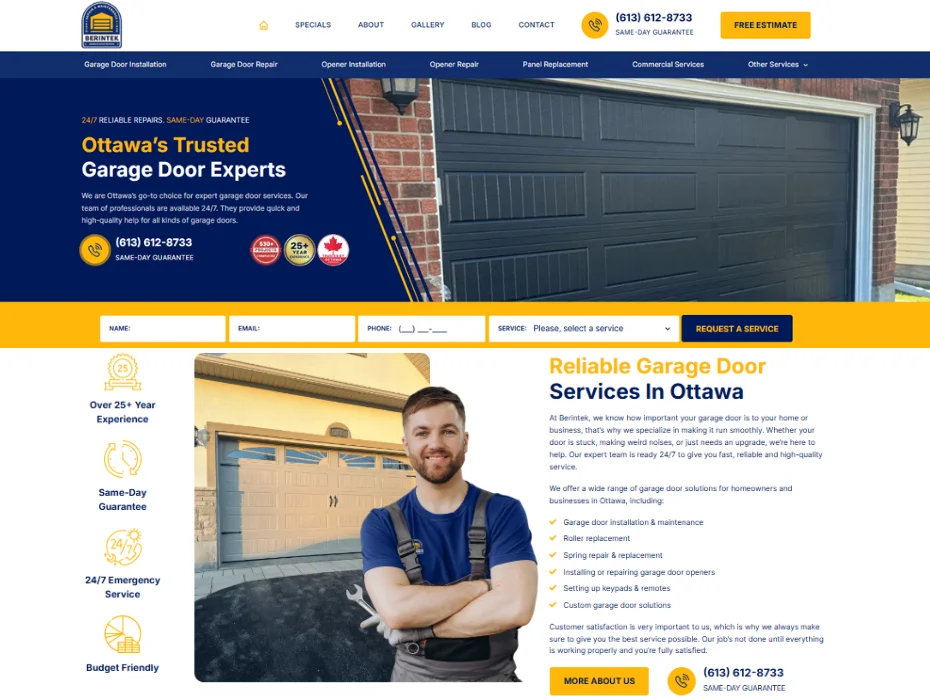 garage installation web design