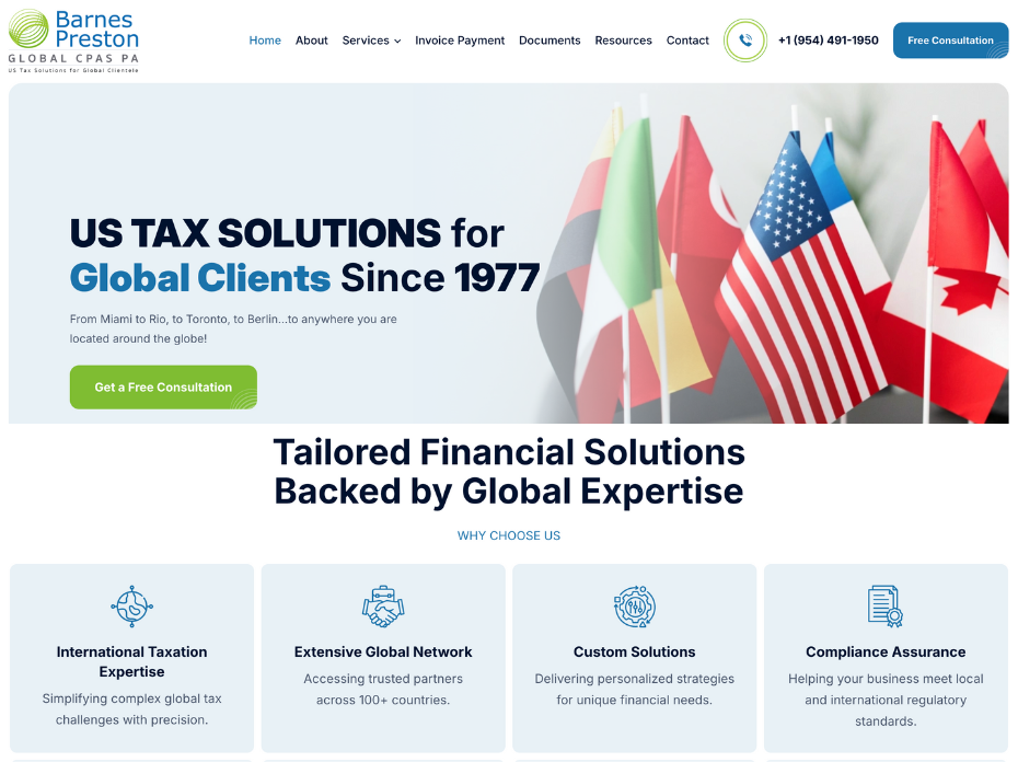 tax company website design