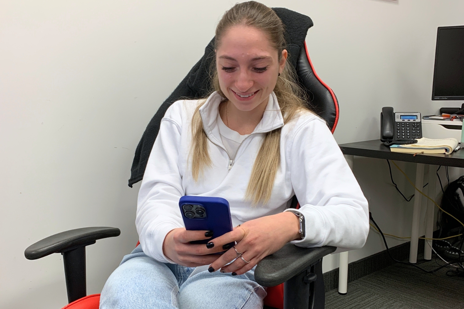 woman using phone creating micro moments
