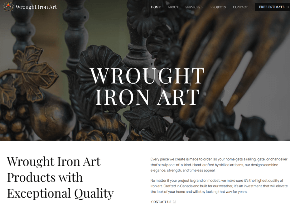 wrought iron art web design