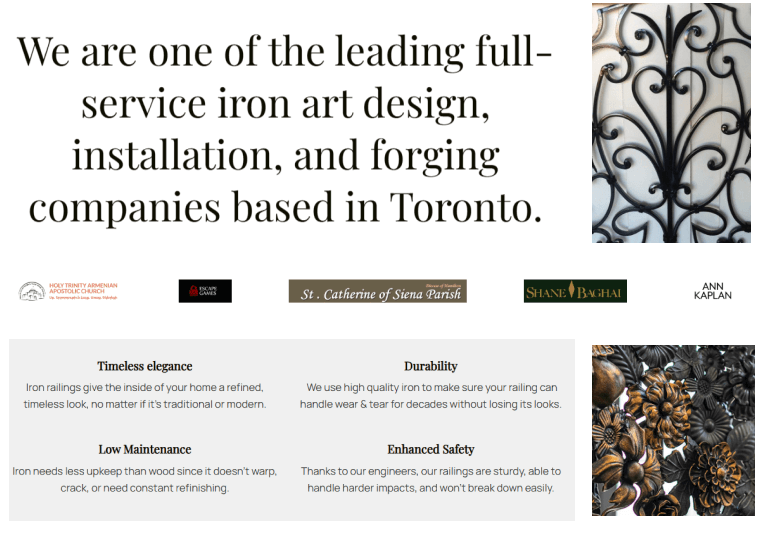 wrought iron website design toronto