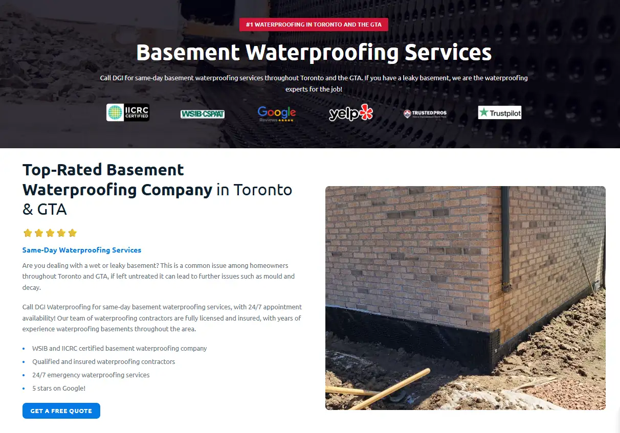 waterproofing company website design under90kb