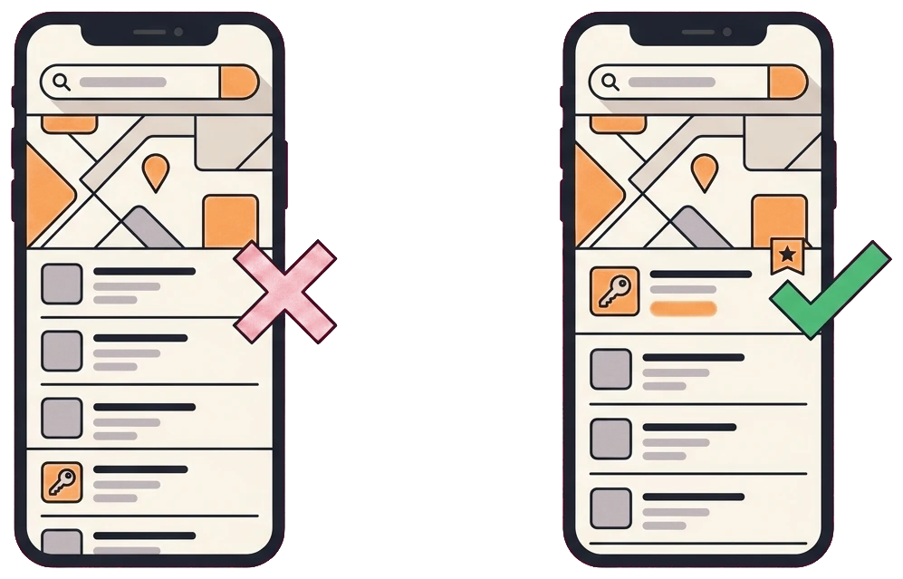 Before and after locksmith local SEO showing a climb into the map pack