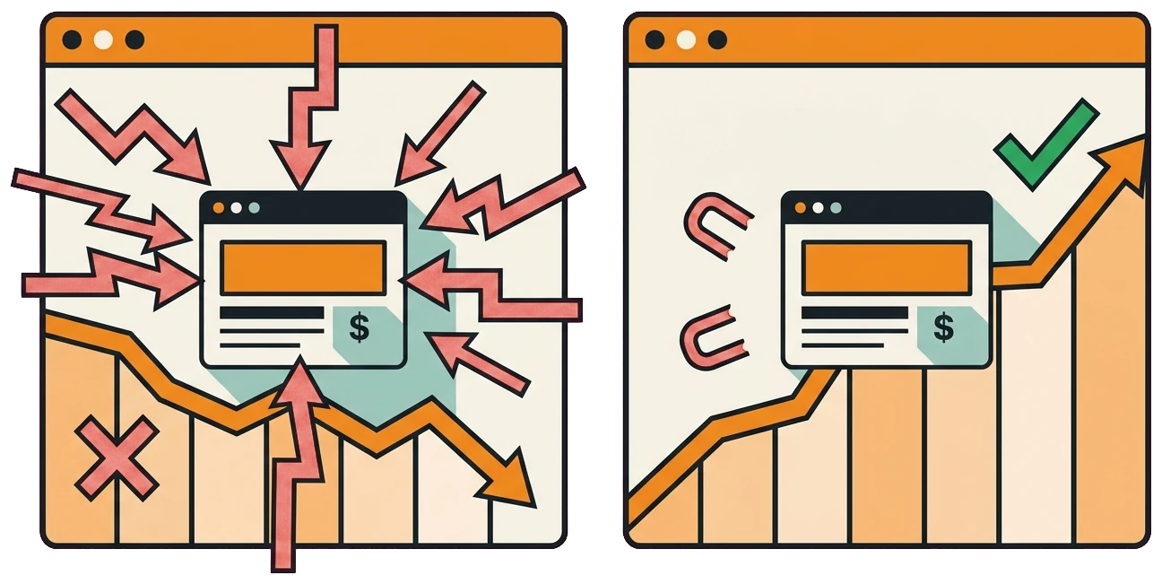 Before and after law firm backlink profile cleanup showing rankings recovering after disavow