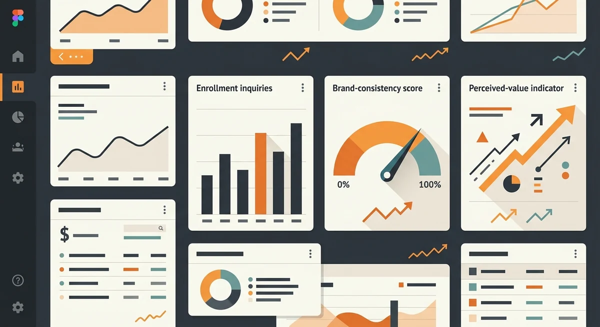 Beauty institute branding dashboard showing enrollment inquiries up 60 percent