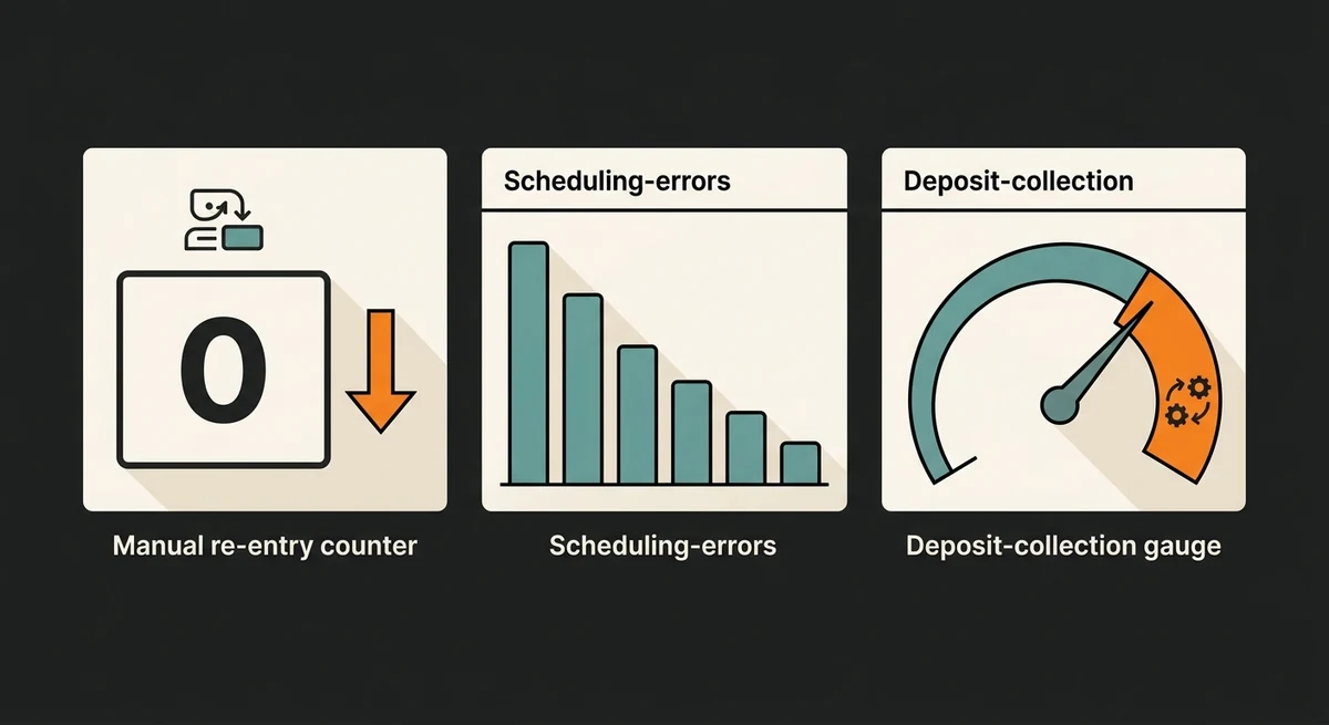 Tree removal automation dashboard showing manual re-entry eliminated and deposits automated